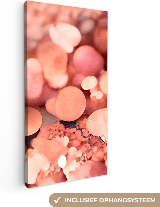 Canvas Schilderij Abstract - Glitter - Roze - Luxe - 20x40 cm - Wanddecoratie