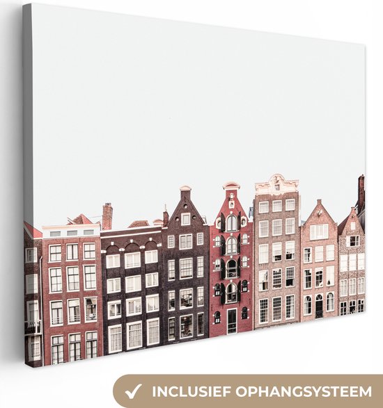 Tableau sur toile Amsterdam - Architecture - Maisons - Rue - 160x120 cm - Décoration murale XXL