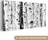 Canvas Schilderij Bomen - Hout - Zwart wit - Natuur - 80x40 cm - Wanddecoratie