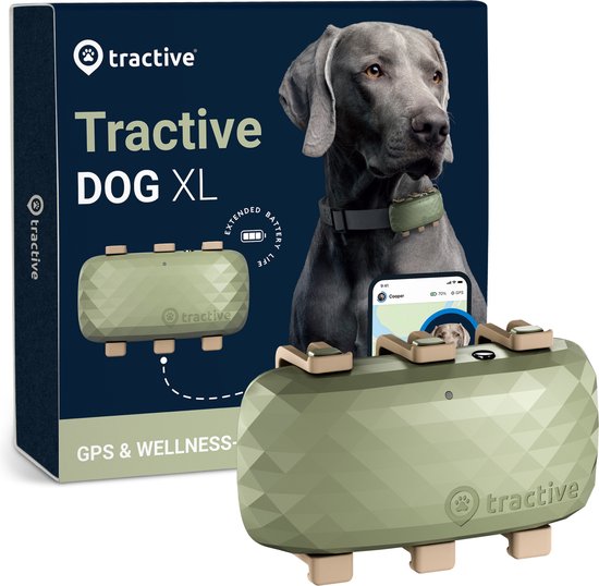 Tractive DOG XL Tracker - Gps halsband hond met grote batterij en Gezondheidswaarschuwingen - Groen