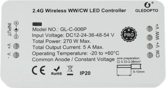 Gledopto Zigbee | Pro LED Strip Controller Dual White | Werkt met Philips Hue