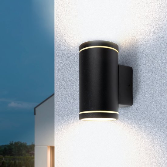 Calex Smart Outdoor LED Buitenlamp - Slimme Up & Down Wandlamp - RGB en Warm Wit Licht - 4W - Zwart - Calex