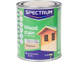 Spectrum beits - Transparant -Wood stain- 750 ML- Semi transparant - Indoor en outdoor bruikbaar - na 4 uur stofdroog- na 12 uur overschilderbaar - Uitstekend weersbestendige beits - Mooie houtbescherming