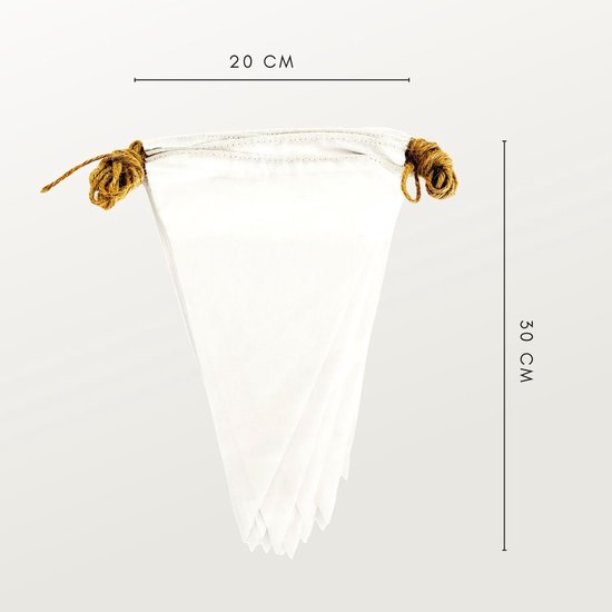 Booaee Vlaggetjesslinger – 12 Meter, 50 Witte Polyester Vlaggen, Voor Bruiloft, Feest, Tuin En Buiten
