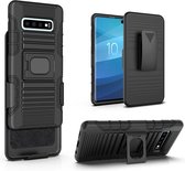 Pearlycase Multifunctionele hoesje Robuuste Holster case zwart met magneet adsorptie voor Samsung Galaxy S10 inclusief Magnetische Car Mount