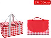 Picknickkleed 150x200 cm XL+ Picknicktas -Picknickkleden- Kleed Waterdicht -Niet gemakkelijk om gras en bladeren te plakken- Campingdeken - Picknickmat - Strandmat - Rode