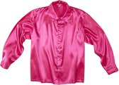 Roze satijnachtige overhemd voor heren - Verkleedkleding - Maat L