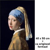 Allernieuwste.nl® Canvas Schilderij Johannes Vermeer Meisje met de Parel - Kunst aan je Muur - Oude Meester - Kleur - 40 x 50 cm