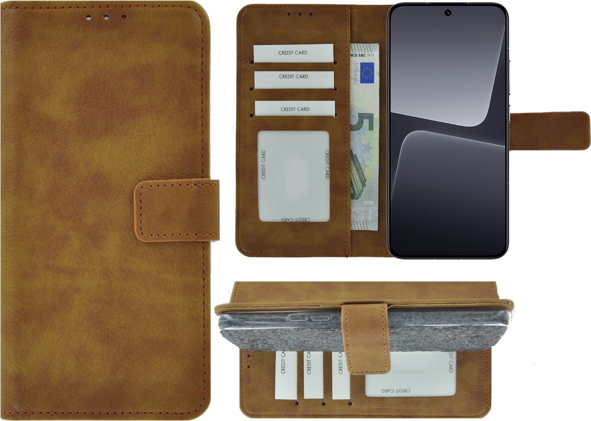 MoDo hoesje Geschikt voor Xiaomi 13 - Kunstleer Book Case - Bruin