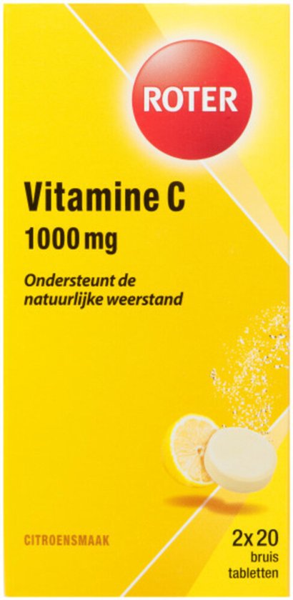 Roter Vitamine C 1000mg bruis - Hoge dosering vitamine C ter ondersteuning van je weerstand - 40 bruistabletten met citroensmaak