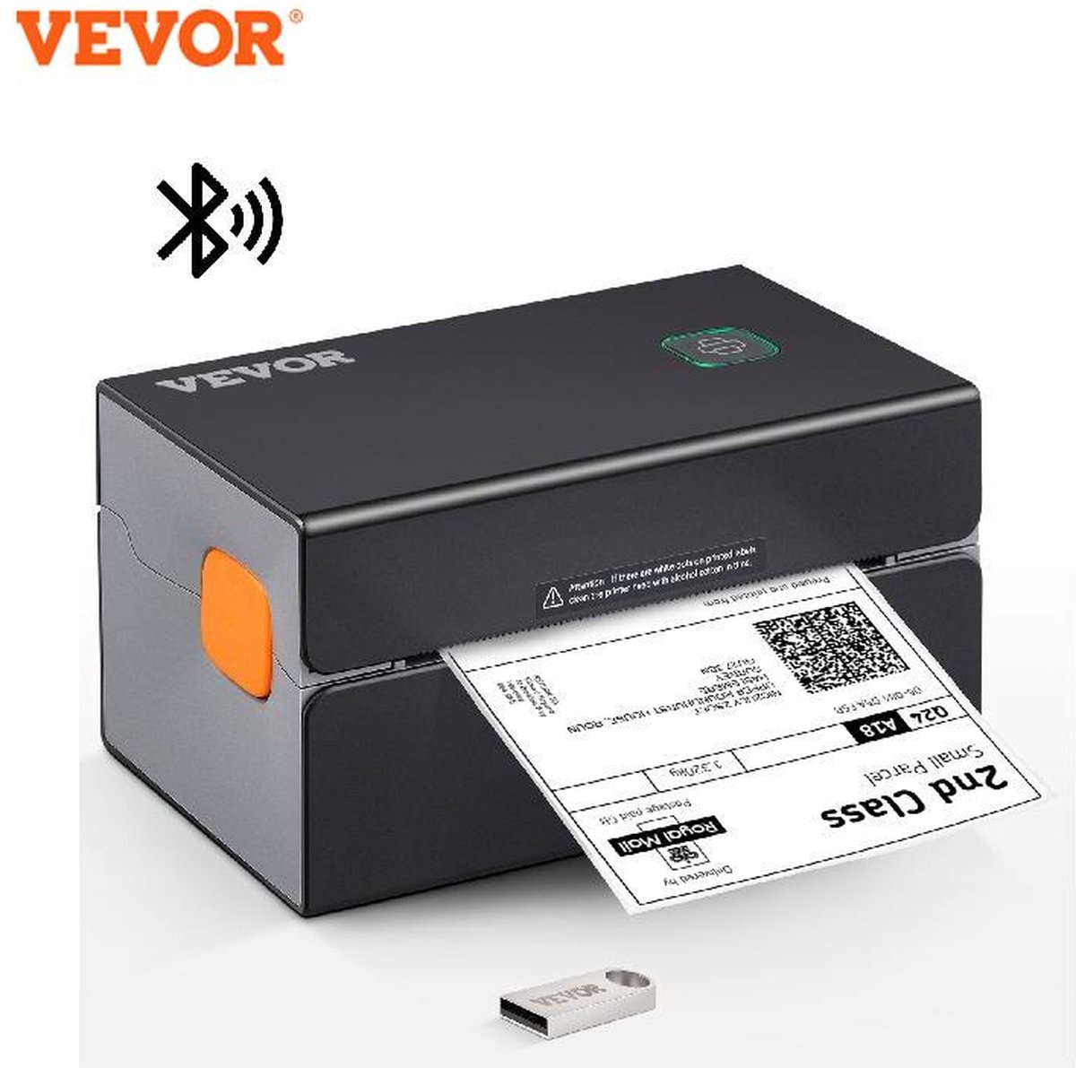 Vevor® Labelprinter - Bonprinter - Kassabonprinter - Kassa Printer - Bluetooth + USB - 300DPI - 150 mm/sec - verzendlabelprinter - Zwart