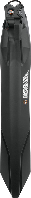 Zwart SKS Dashblade achterspatbord in bovenaanzicht met wit logo.
