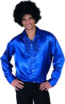 Jaren 80 & 90 Kostuum | Blauw Ruche Hemd Man | Maat 56-58 | Carnaval kostuum | Verkleedkleding