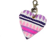 Sleutelhanger met geweven hartje - paars/roze - tashanger met gekleurd hart - clipsluiting - STUDIO Ivana