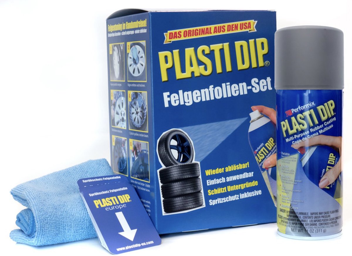 Plasti Dip velgenfolie set Gunmetal grijs incl. microvezeldoek en spraykaarten