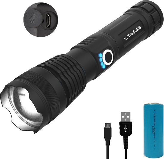 TradeRB® Militaire LED Zaklamp - USB Oplaadbare Zaklamp - Inclusief 5000  mAh Batterij... | bol.com