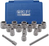 CCLIFE - 15st - 3/8' - Cr-Mo Speciale Dop - Steeksleutelinzet - linker Schroef Extractor - Moer Verwijderaar - 8 -19mm - Doppen & Dopsleutelsets - Dopsleutelsets