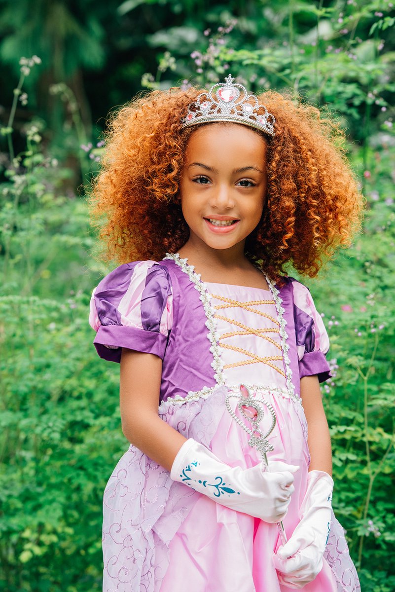 Het Betere Merk - Prinsessenjurk meisje - Roze / Paarse jurk - maat 122/128 - Verkleedkleding meisje - Kroon - Tiara - Carnavalskleding Kind - Kleed - Lange handschoenen — afbeelding 3