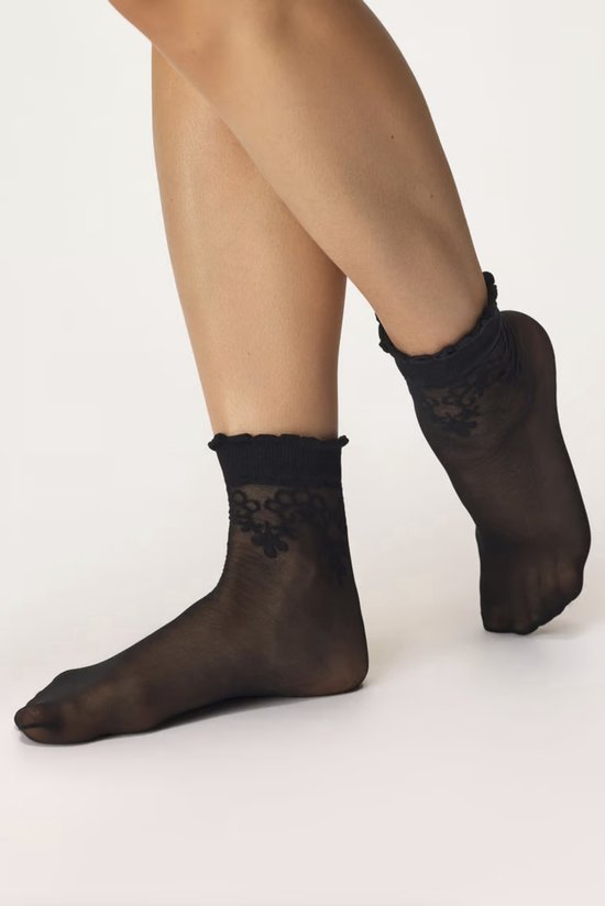 Gabriella Collants chaussettes Bea 20DEN avec motif, taille unique, blanc - Polyamide - Elasthanne - Collants chaussette - Femme - Bande élastique - Uni
