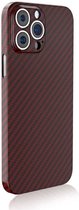 RNZV - Iphone 13 PRO MAX case - telefoonhoesje - full camera protection - carbon fiber - Donkerrood