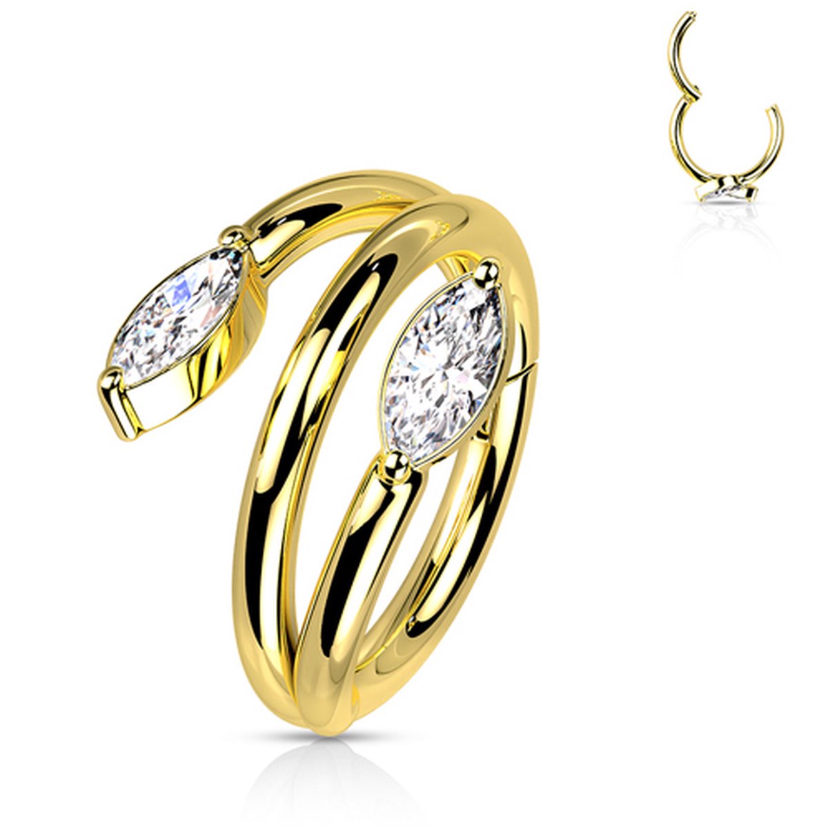 Piercing clicker ring dubbel blad 1.2x10 - goud - LMPiercings