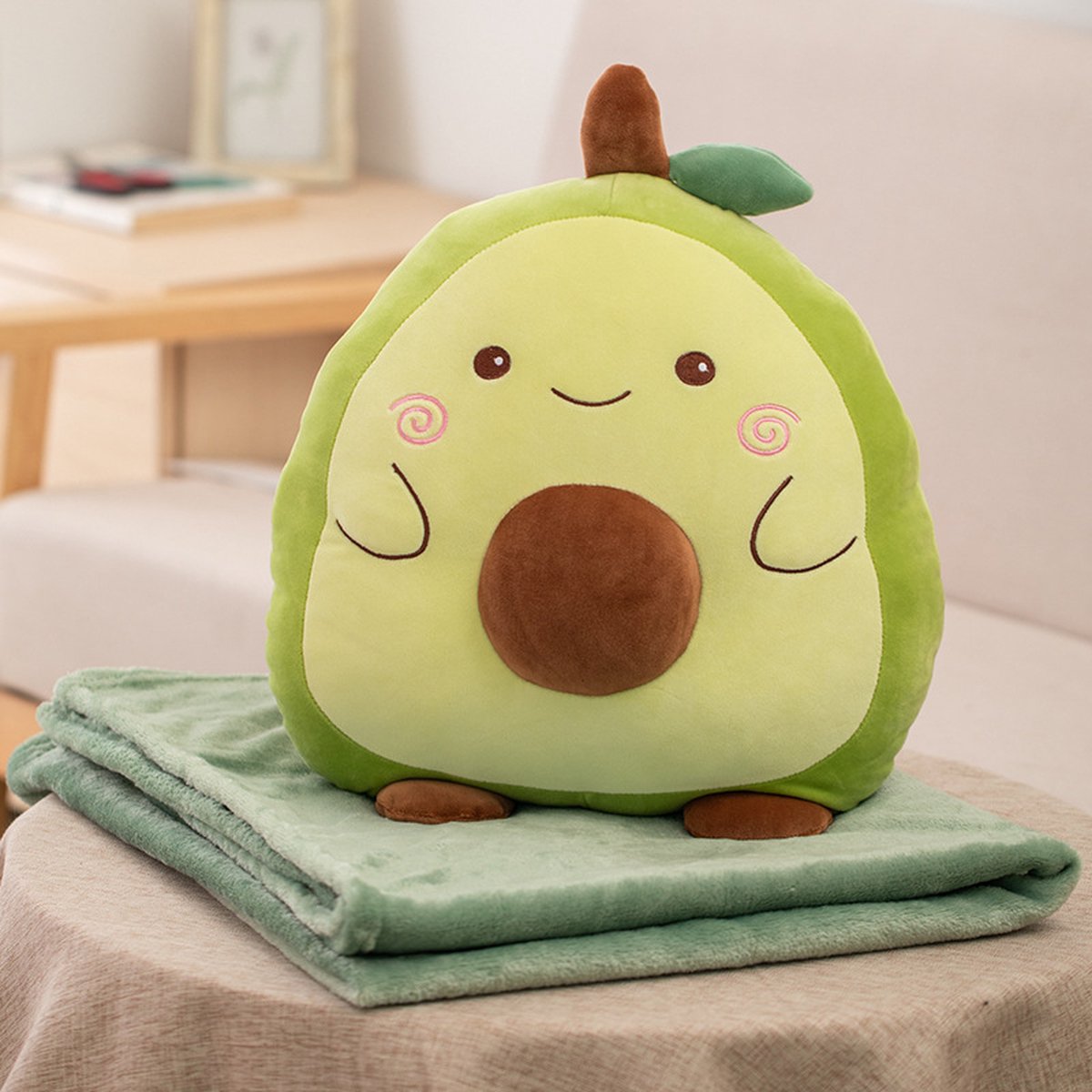 Kawaii Kussen - Kawaii Knuffel - Avocado Knuffel - Avocado Kussen - Squish Pillow - Squish Knuffel - Avocado - 35cm