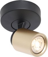 Gouden spot Razza | 1 lichts | zwart / goud | metaal | Ø 11 cm | eetkamer / woonkamer / slaapkamer lamp | modern / stoer design
