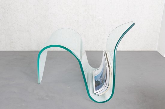 Extravagante glazen bijzettafel met opbergvak voor tijdschriften transparant 60cm