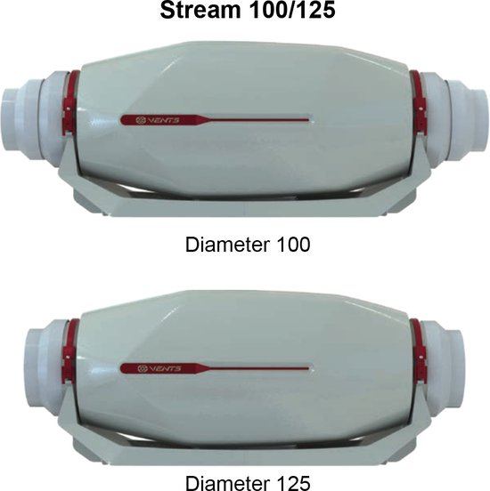 Svent kunststof buisventilator met temperatuur regelaar 187m3 100mm - TT100U