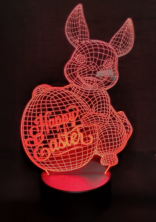 Nachtlamp 'Happy Easter' - LED lamp - 3D Illusion - 7 kleuren en 4 effecten - vrolijk pasen van Lumiasfer — afbeelding 3