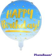 Happy Birthday blauw Helium folieballon