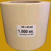 Genummerde etiketten op rol, 100 x 50 mm, mat wit papier / 0001 t/m 1000