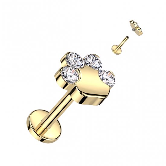 Piercing pootje gold plated 1.2x6