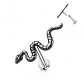 Piercing snake push in zwart 1.2x8