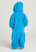 KIMU Onesie Koekiemonster Pak - Maat 128-134 - Koekiemonsterpak Kostuum Blauw Sesamstraat - Kinder Pyjama Huispak Jongen Meisje Muppet Fleece Festival