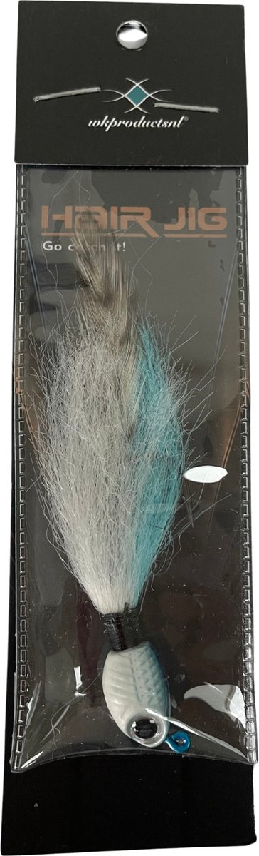 wkproductsnl Go catch it! 5.2cm Kunstaas bucktail jig blauw/wit 14 Gram - vis - pluggen - snoek - hengelsport - Visgerei Accessoires