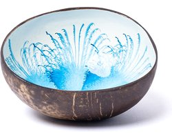 cocovibes Coconut Bowl Sapphire / Snack Bowl / Decoratieve Bowl voor Sleutel / Sieraden Bowl / Serveer Bowl / Modern Splash Blauw Wit