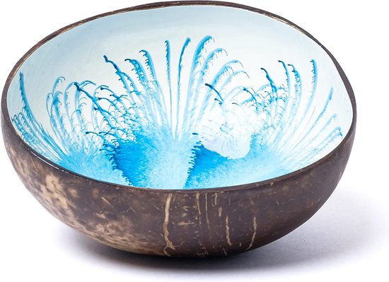 cocovibes Coconut Bowl Sapphire / Snack Bowl / Decoratieve Bowl voor Sleutel / Sieraden Bowl / Serveer Bowl / Modern Splash Blauw Wit
