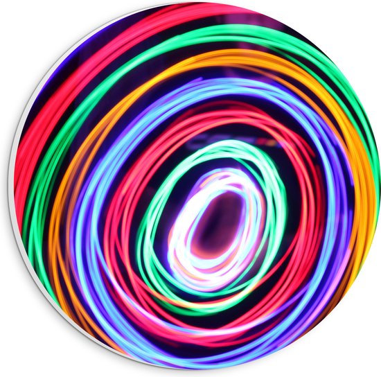 PVC Schuimplaat Muurcirkel - Cirkels in Verschllende Kleuren (Niet Lichtgevend) - 20x20 cm Foto op Muurcirkel (met ophangsysteem)