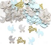 40 x Babyshowerconfetti - babyboy - babyshower its aboy - gender reveal - zilver en blauw kleurig confetti - confetti – babyconfetti – feest - verassing - babyshower decoratie op de tafel - babydecoratie – versiering – feest versiering