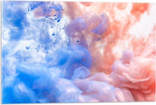 Acrylglas - Blauwe en Oranje Rook tegen Witte Achtergrond - 75x50 cm Foto op Acrylglas (Met Ophangsysteem)