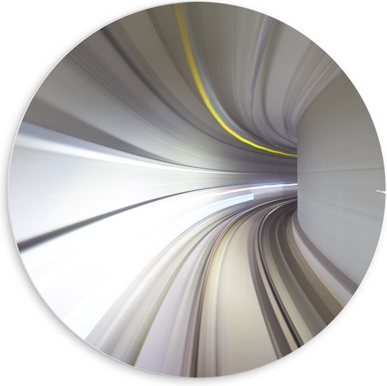 PVC Schuimplaat Muurcirkel - Abstracte Tunnel in Grijs Tinten - 60x60 cm Foto op Muurcirkel (met ophangsysteem)