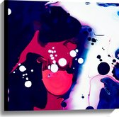 Canvas - Abstracte Roze en Witte Vlekken in Blauwe Ondergrond - 60x60 cm Foto op Canvas Schilderij (Wanddecoratie op Canvas)