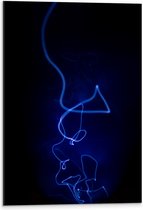 Dibond - Blauwe Lichtstrepen tegen Zwarte Achtergrond (Niet Lichtgevend) - 40x60 cm Foto op Aluminium (Wanddecoratie van metaal)