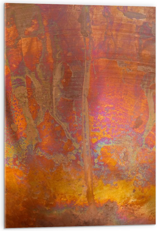 Acrylglas - Beige Textuur op Bruin- Oranje Ondergrond - 50x75 cm Foto op Acrylglas (Wanddecoratie op Acrylaat)