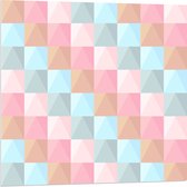 Acrylglas - Blokpatroon van Blauw, Bruin en Roze Vakken - 80x80 cm Foto op Acrylglas (Wanddecoratie op Acrylaat)