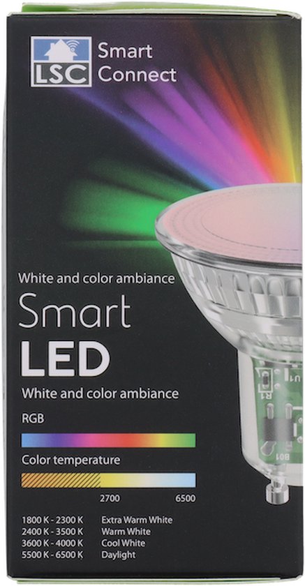 Lampe GU10 Smart - Multicolore - Connexion au WiFi et contrôle via l'application - Dimmable - Longue durée de vie - Économie d'énergie