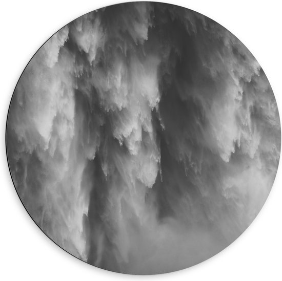 Dibond Muurcirkel - Grijze Stortregen - 60x60 cm Foto op Aluminium Muurcirkel (met ophangsysteem)