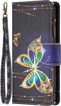 Samsung Galaxy A34 - Portefeuille avec fermeture éclair - Etui livre - Espace pour 9 cartes - Papillons Diamant