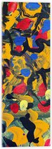 Acrylglas - Bevlekt Patroon van Gele, Rode en Blauwe Vlekken - 20x60 cm Foto op Acrylglas (Met Ophangsysteem)